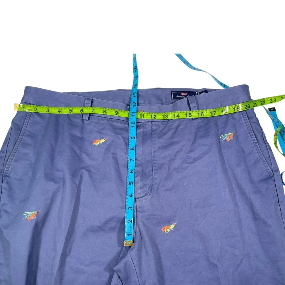 Vineyard Vines 40x32 Blue Chino Pants Embroidered Fishing Fly Preppy Coastal